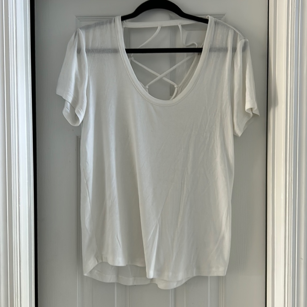 Express one eleven cross back tshirt